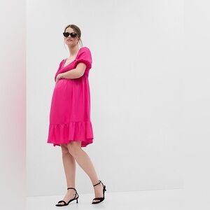 GAP Fuchsia Maternity Smocked Midi Dress